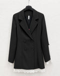 Blazer Dress Nero con Dettaglio in Pizzo