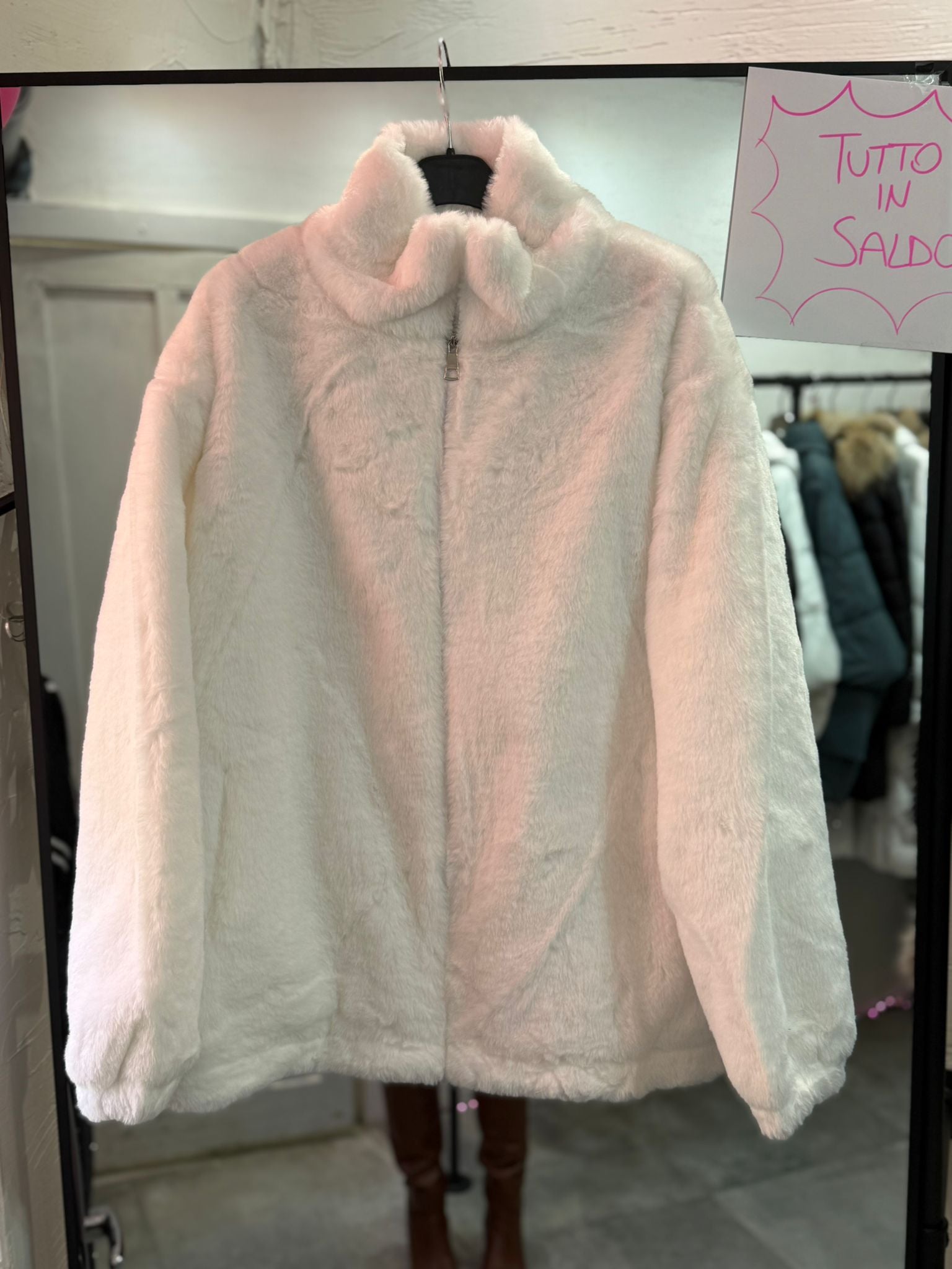 Giacca/felpa in pelliccia sintetica con collo alto