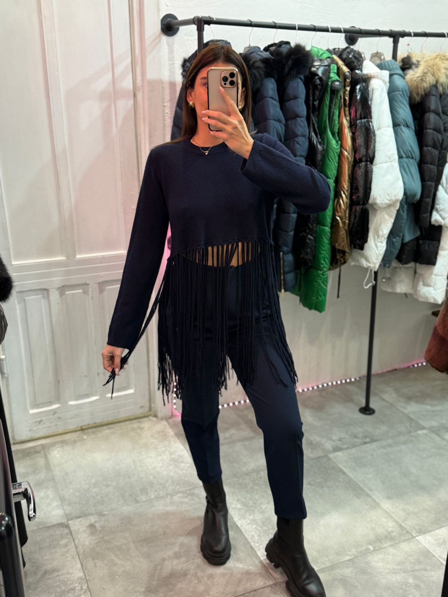 Maglia blu a frange ( taglia unica )