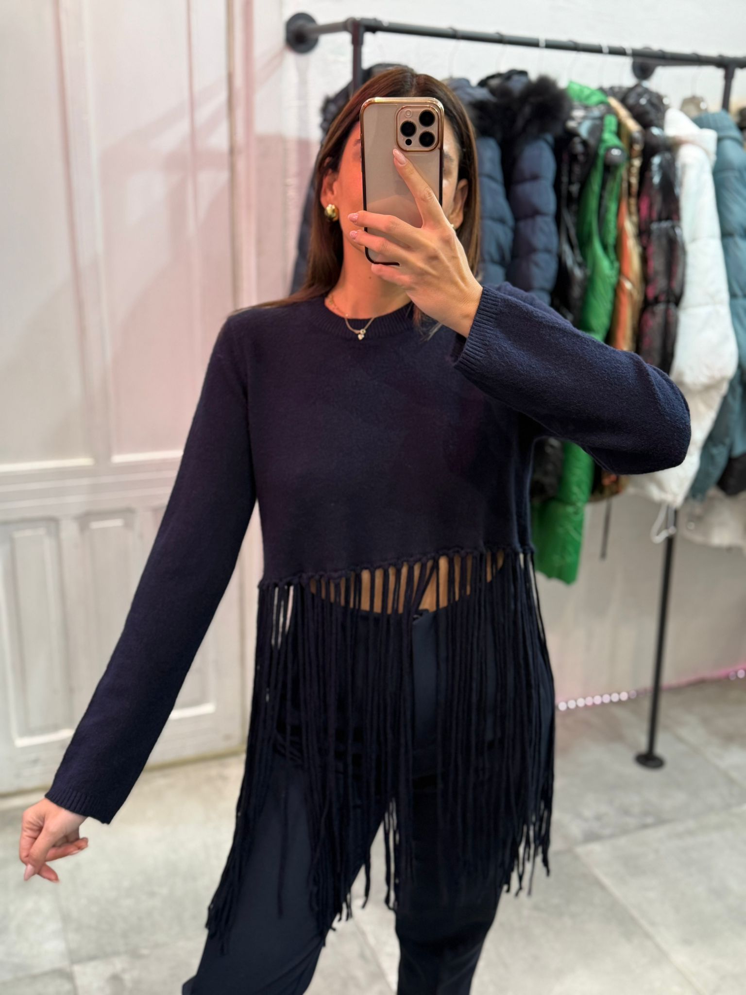 Maglia blu a frange ( taglia unica )