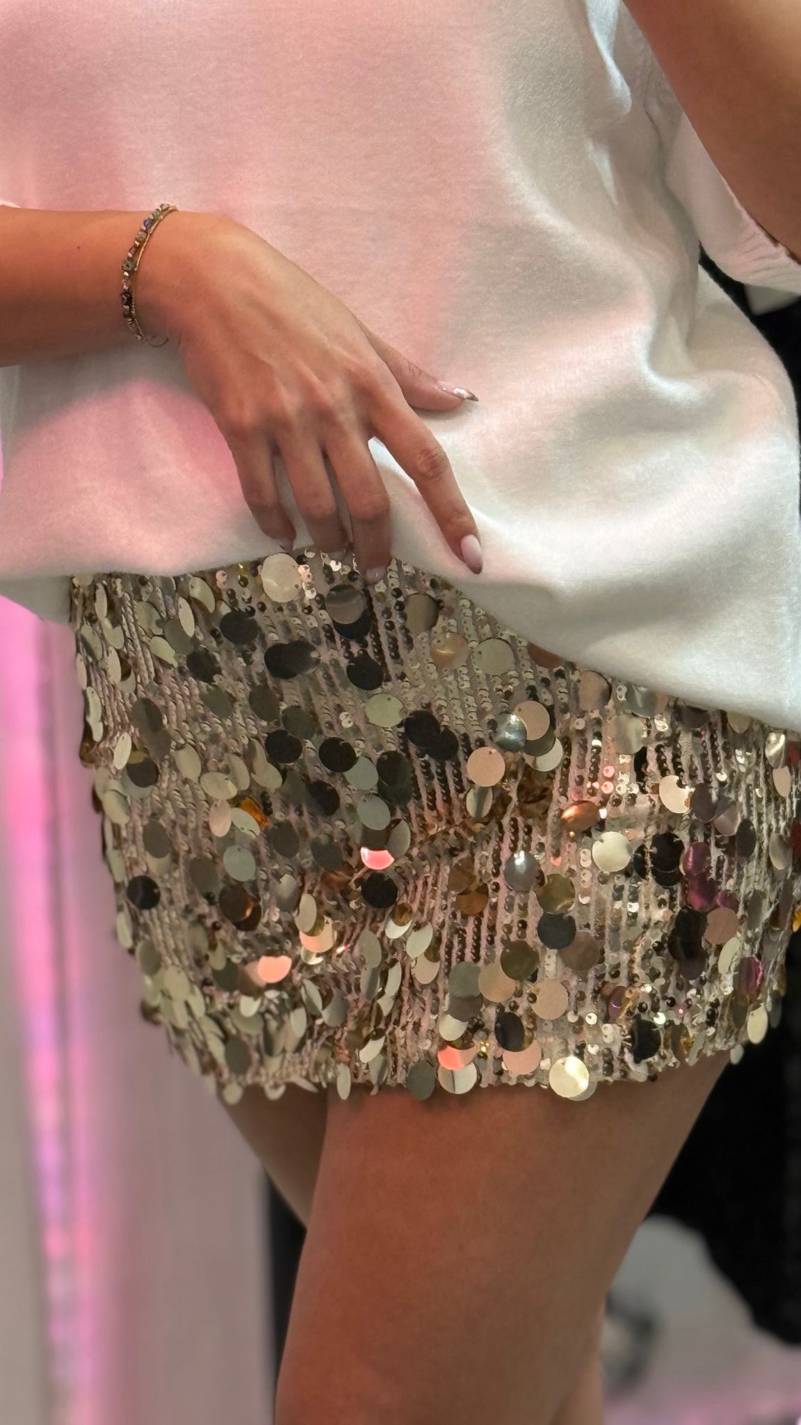 Minigonna paillettes con elastico in vita (taglia unica )