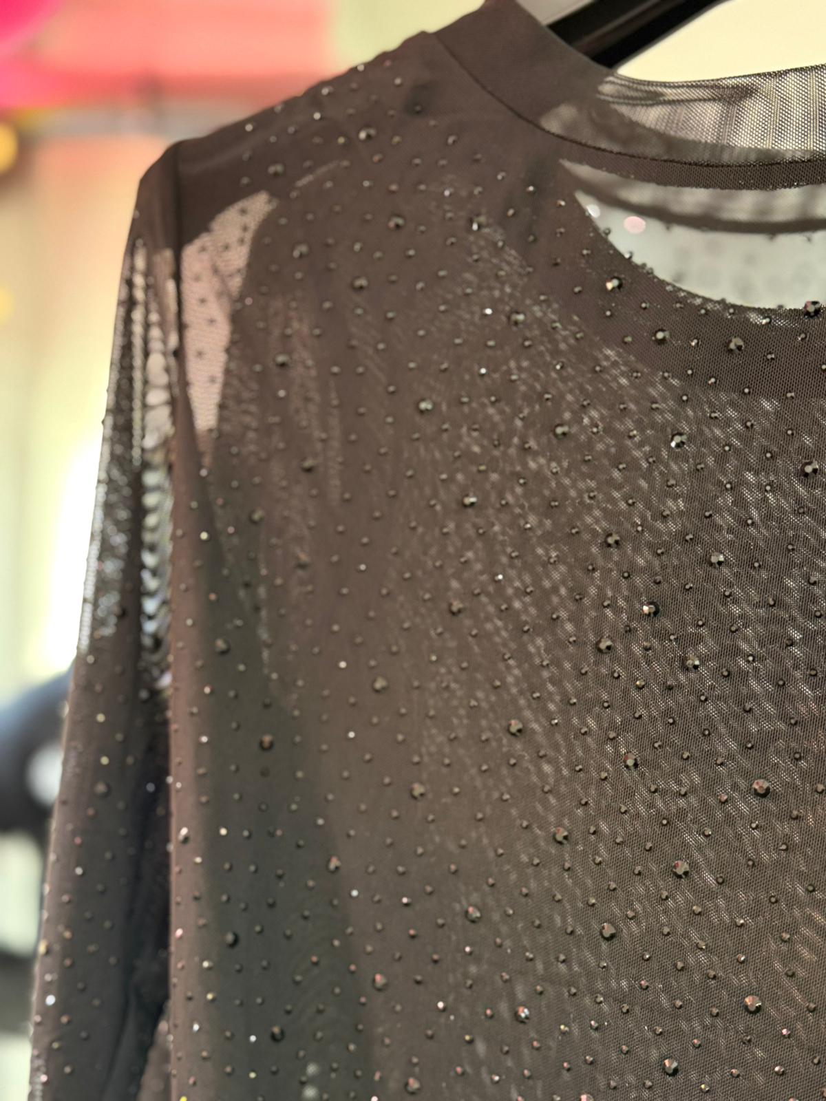 Body trasparente con strass