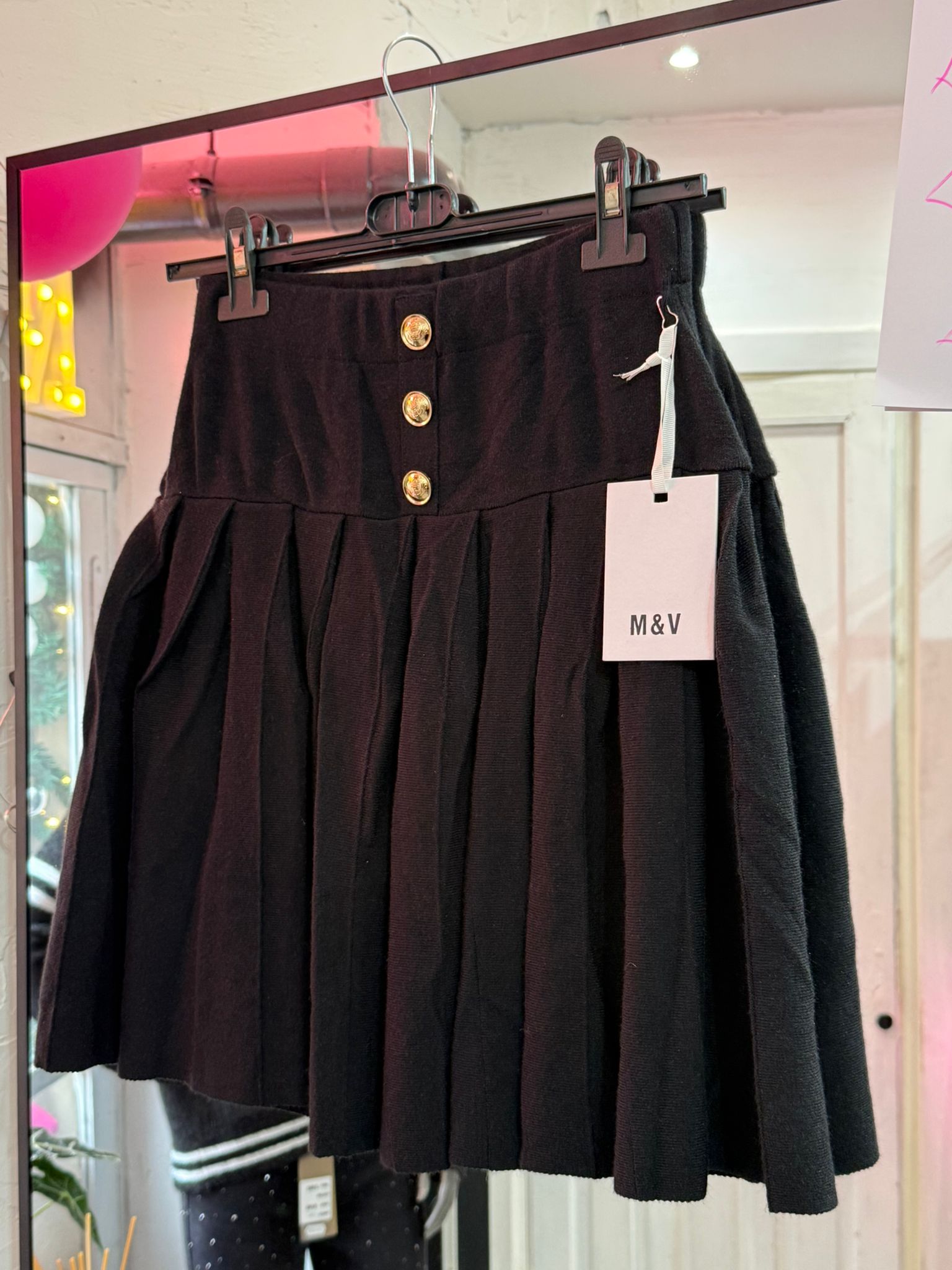 Gonna in maglia a vita alta con pieghe