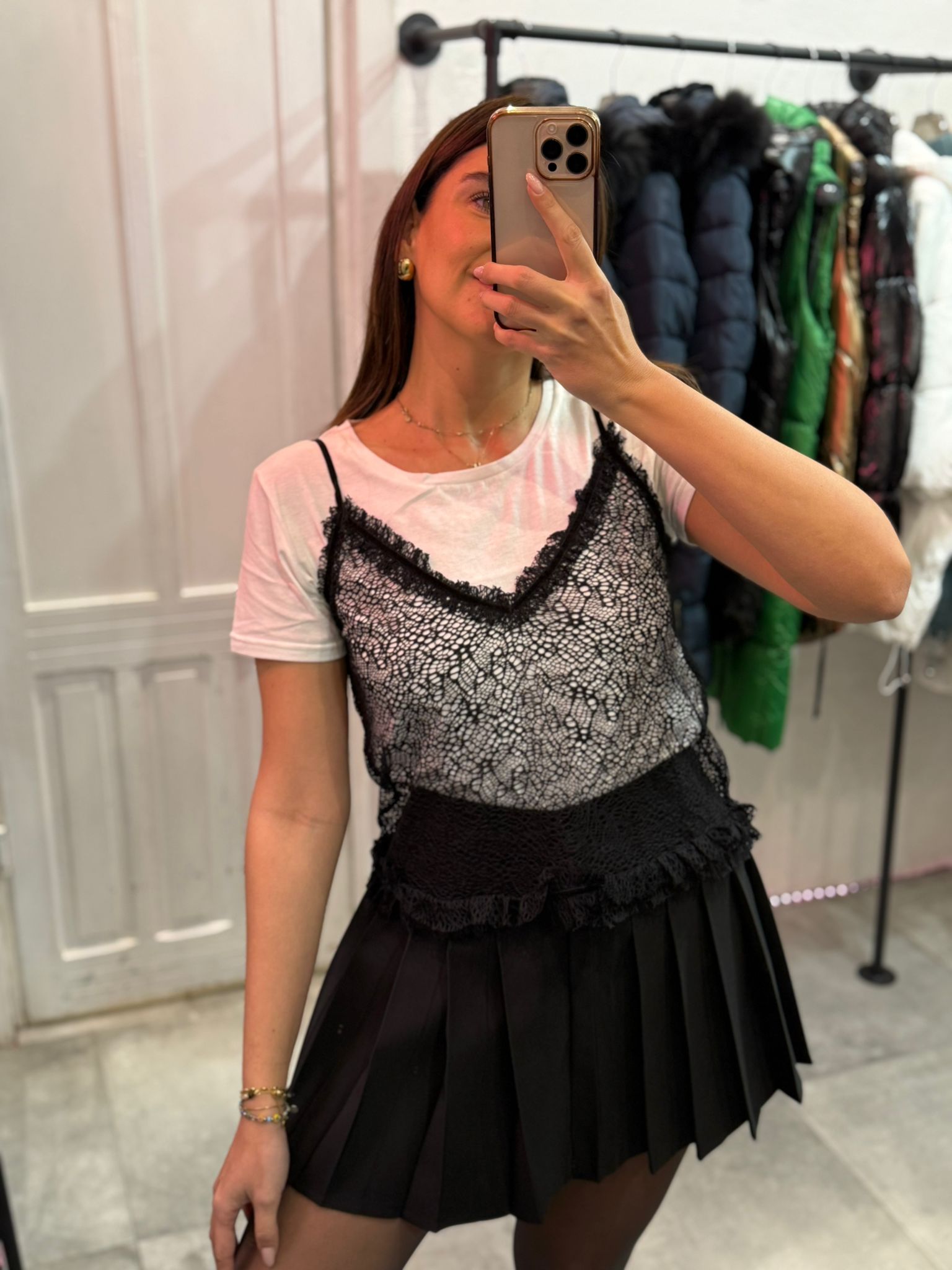 Maglietta con canotta in pizzo