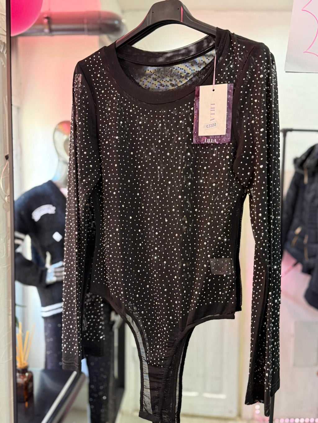 Body trasparente con strass