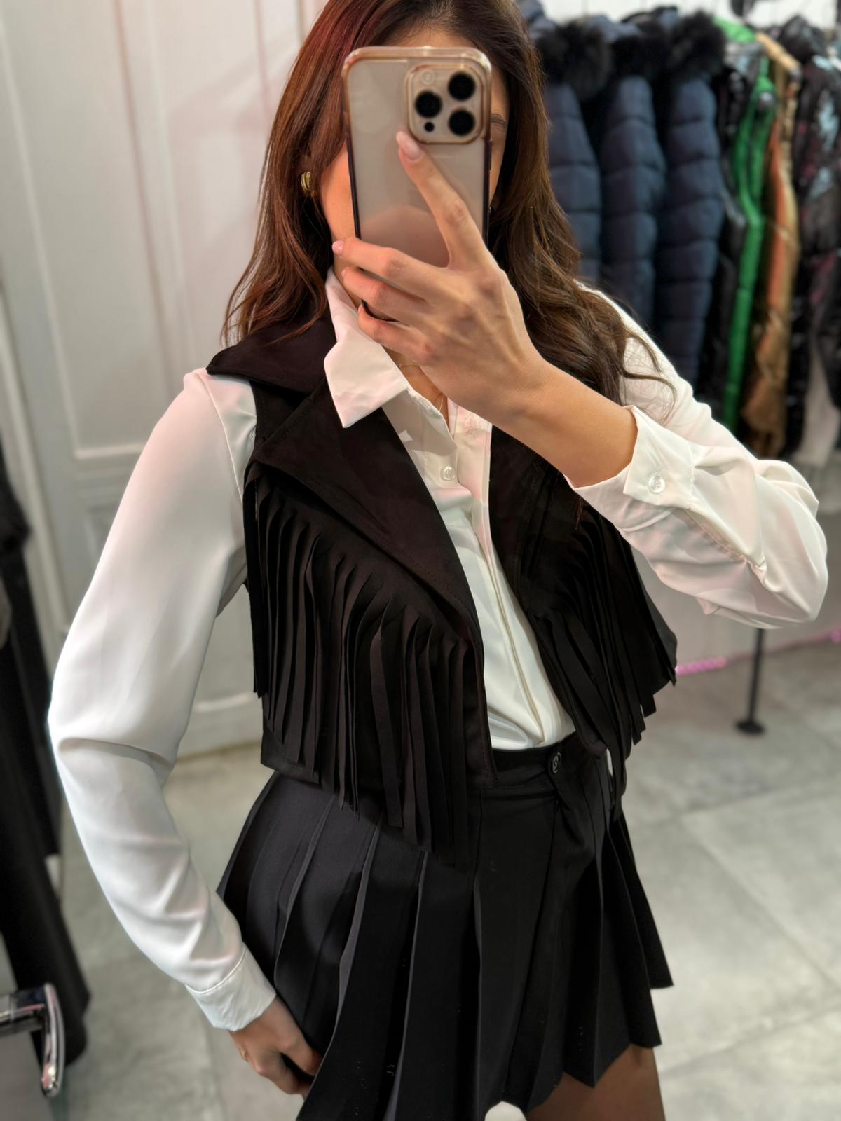 Gilet crop con frange ( taglia unica )