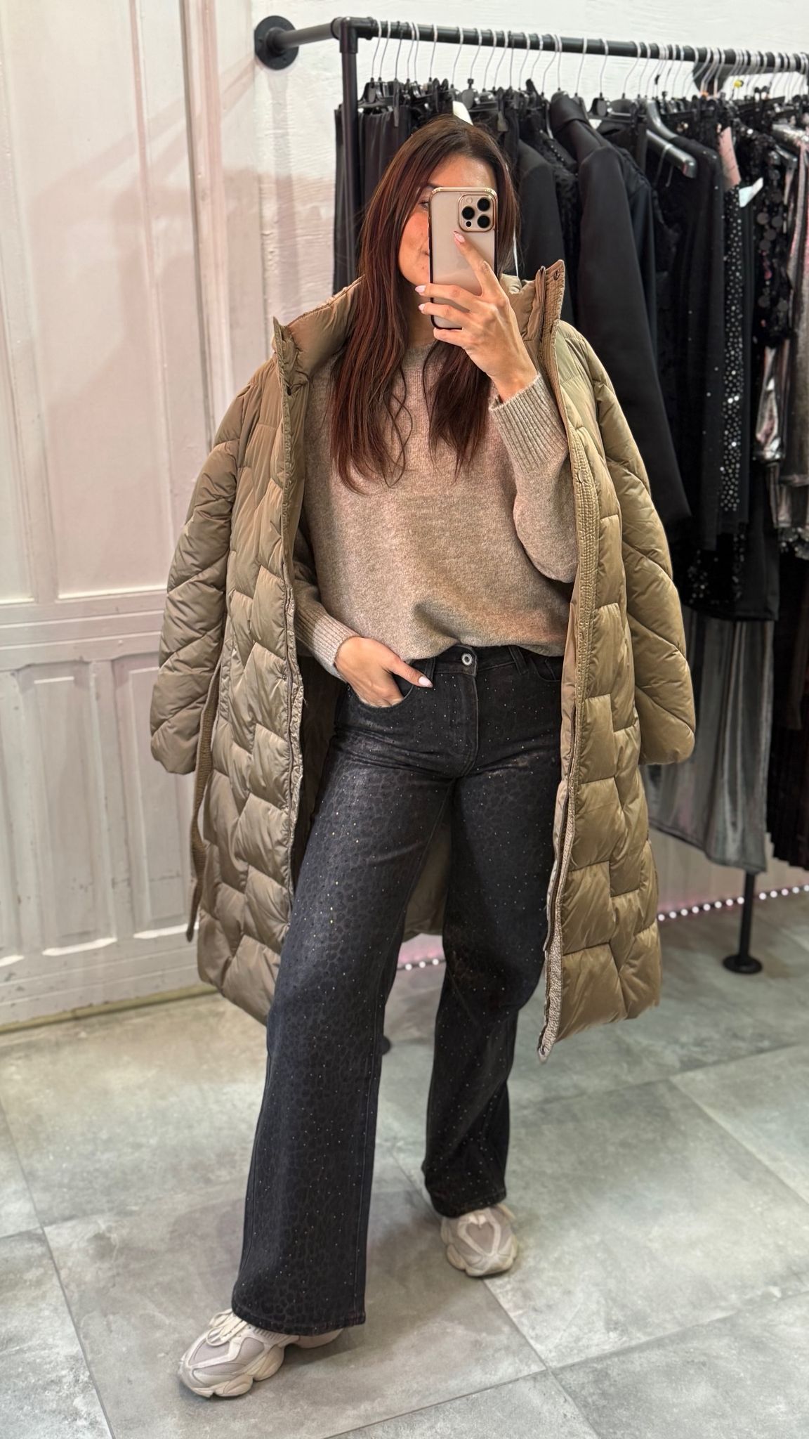 Jeans Maculato con strass oro