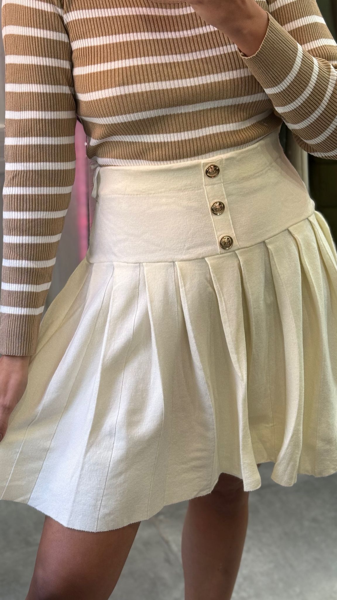 Gonna in maglia a vita alta con pieghe