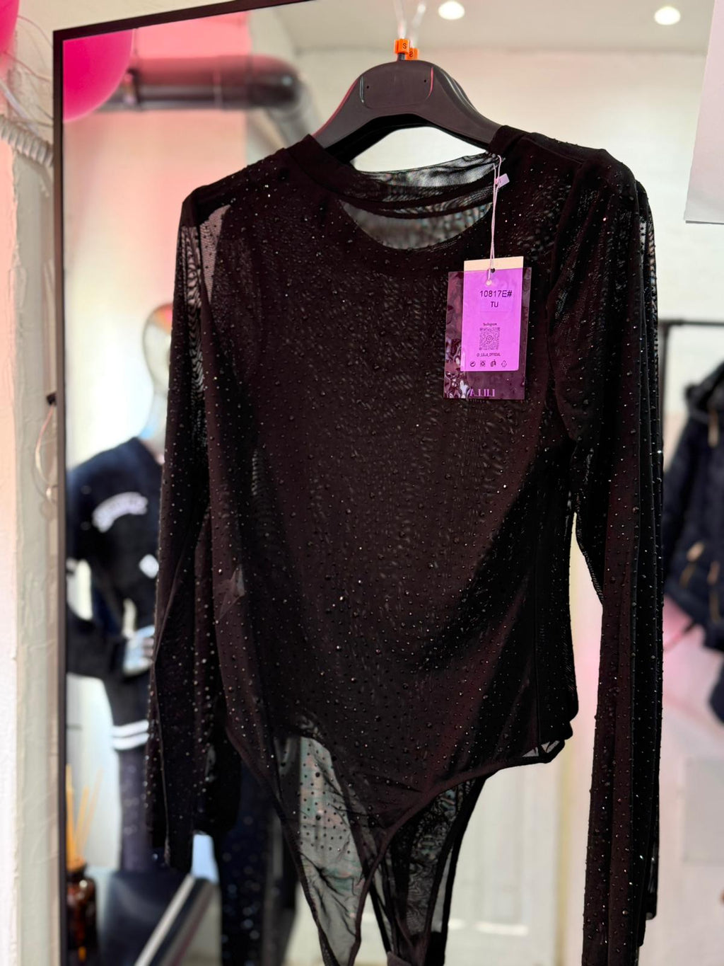 Body trasparente con strass