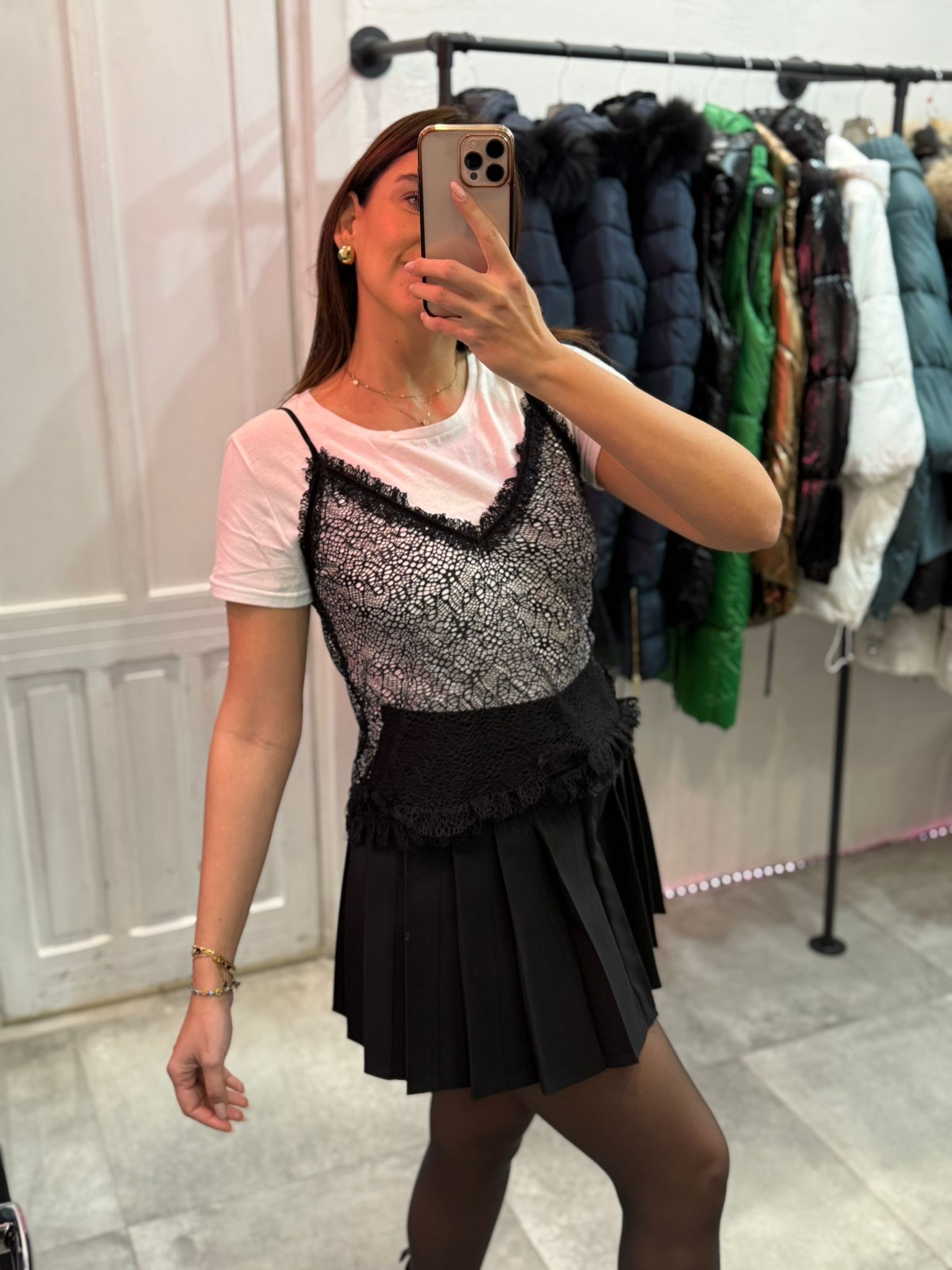 Maglietta con canotta in pizzo