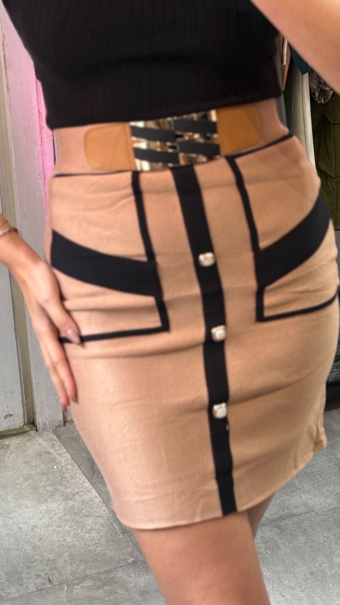 Gonna in maglia con elastico in vita